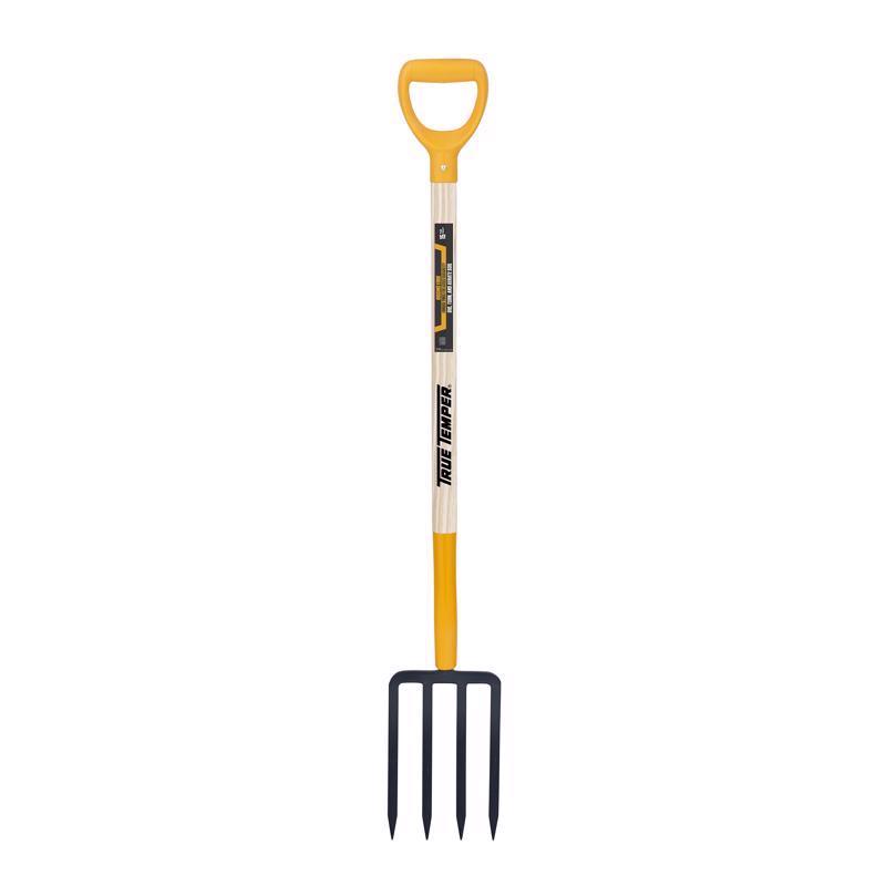 True Temper 4 Tine Steel Spading Fork 30 in. Wood Handle