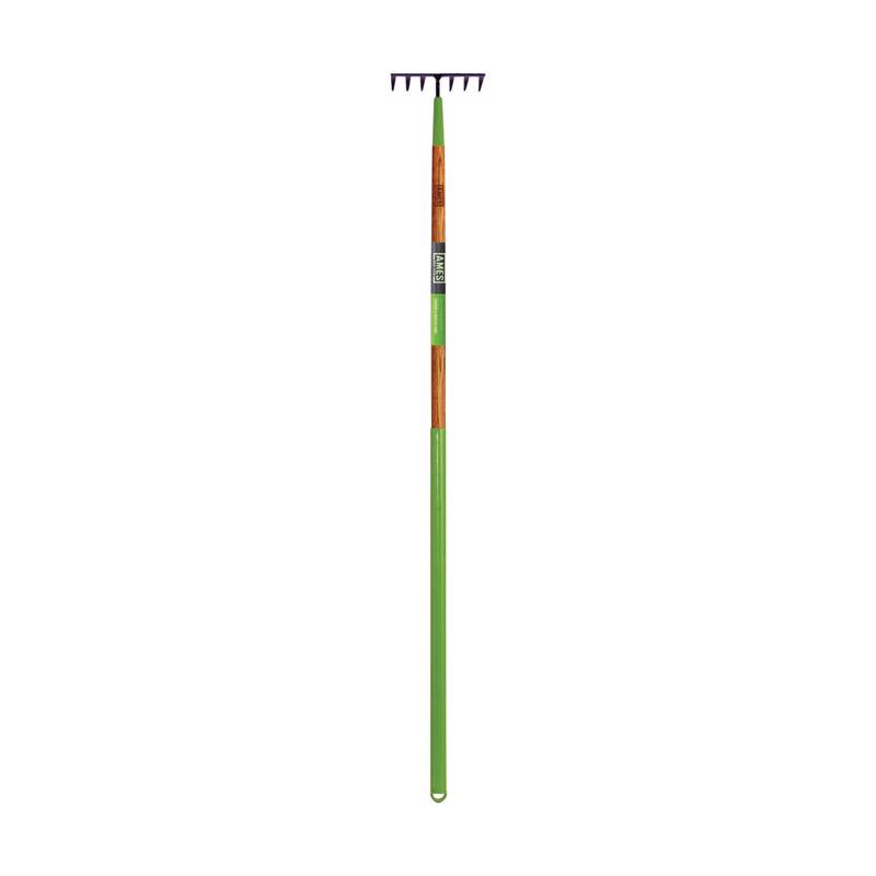 Ames 50.5 in. 7 Tine Steel Level Rake Wood Handle