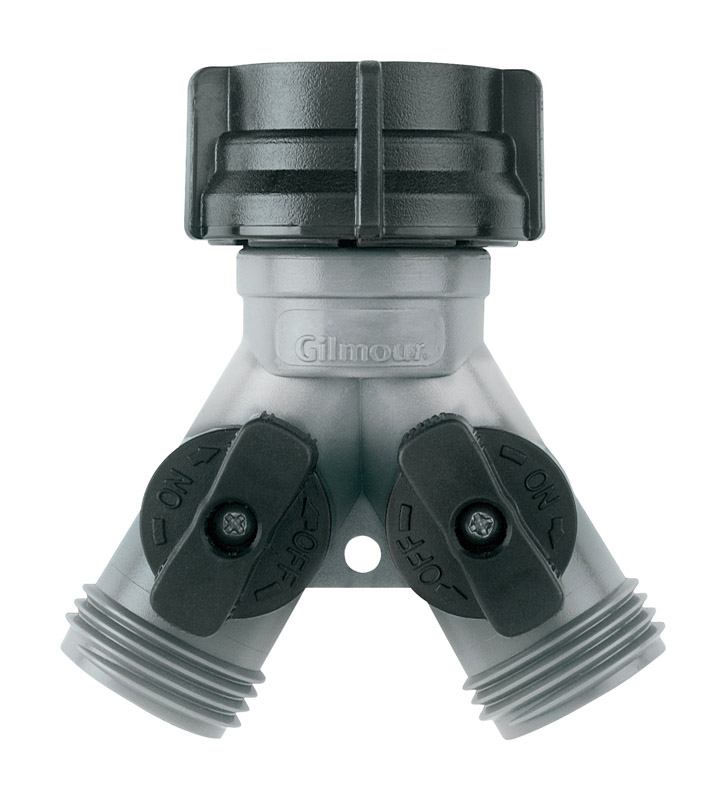 Gilmour Polymer Threaded 2 Male/1 Female Y-Hose Connector with Shut Offs (Pack of 12)