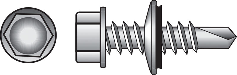 HILLMAN No. 12 Ga. X 1-1/2 in. L Hex Hex Washer Head Self-Drilling Screws 100 pk