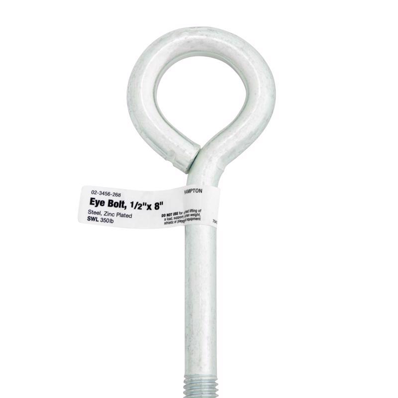 Hampton 1/2 in. X 8 in. L Zinc-Plated Steel Eyebolt Nut Included (Pack of 5)