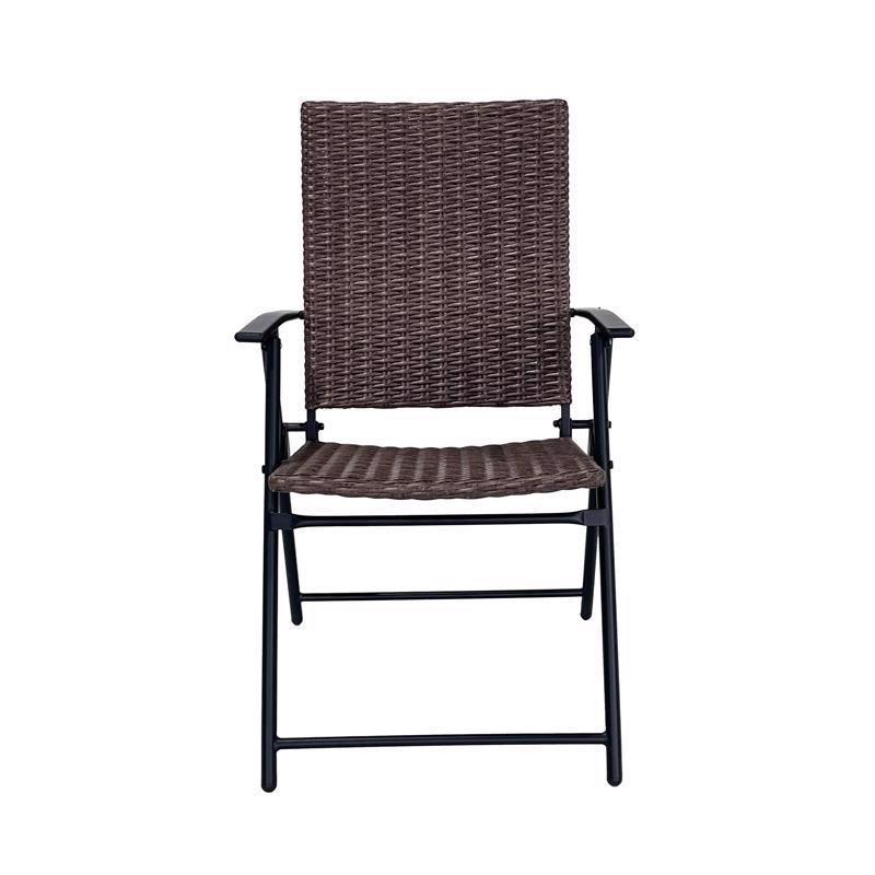 Living Accents Wicker 1-Position Brown Hard Arm Folding Chair (Pack of 6)