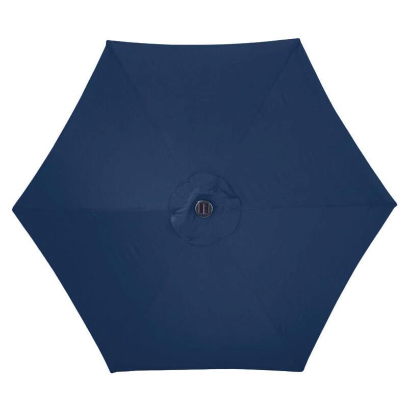 Living Accents Solar LED 9 ft. Tiltable Navy Blue Market Umbrella