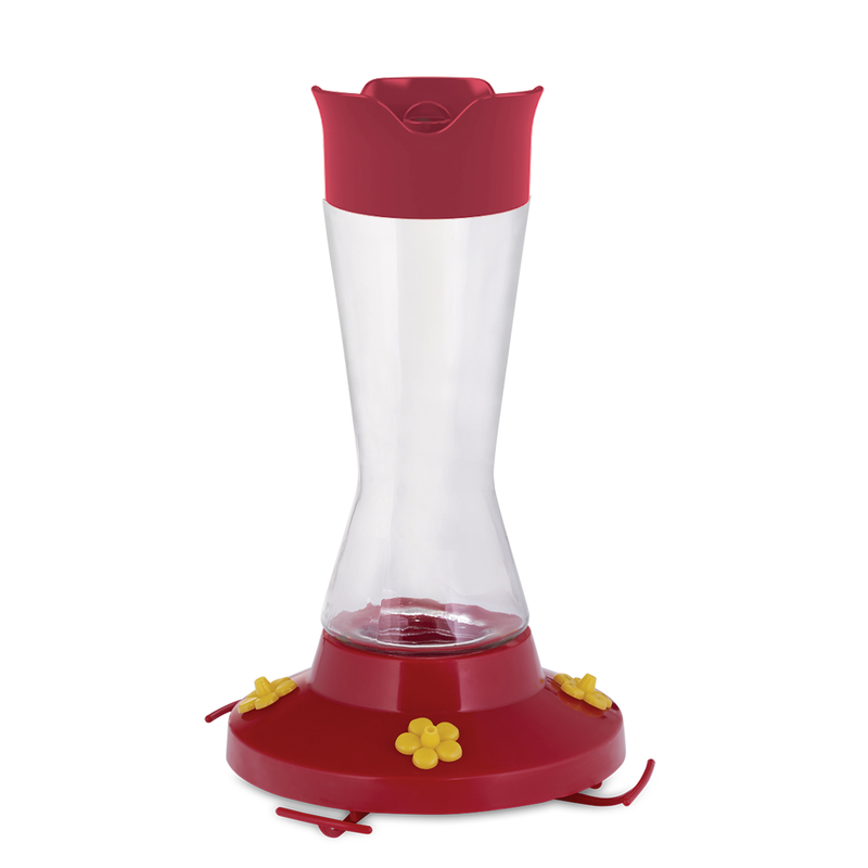Perky-Pet Hummingbird 16 oz Glass/Plastic Pinch Waist Nectar Bird Feeder 4 ports