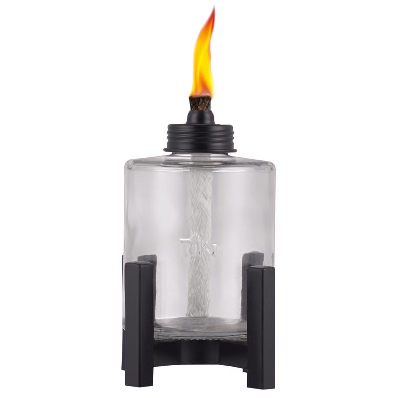 TIKI Black/Clear Glass/Metal 6.5 in. Elevated Tabletop Torch 1 pc (Pack of 6)