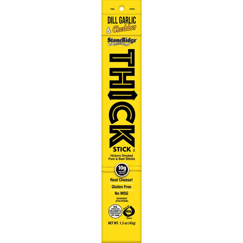 StoneRidge Wholesale THICK Stick Dill Garlic Meat Sticks 1.5 oz Shrink Wrapped (Pack of 15)