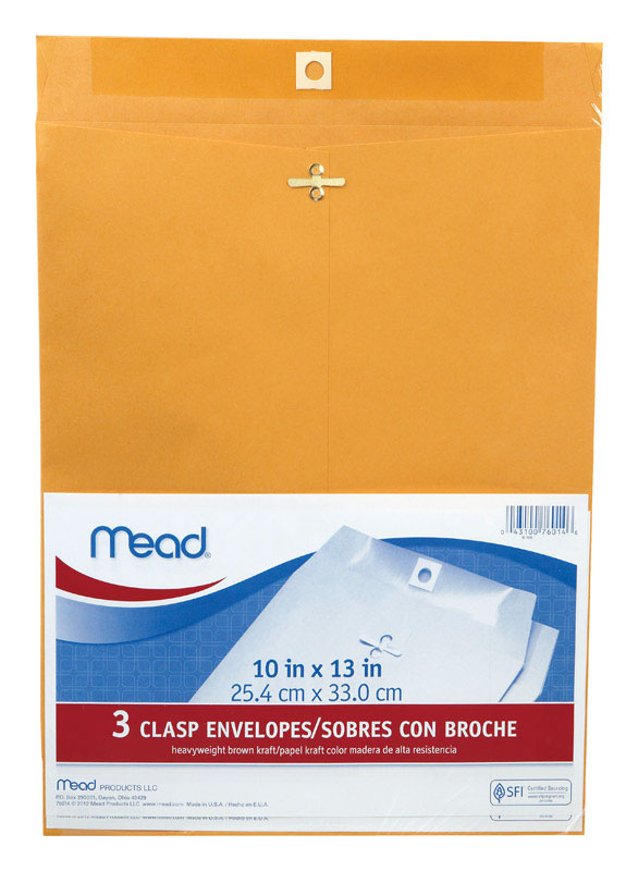 Mead 10 in. W X 13 in. L Other Brown Envelopes 3 pk (Pack of 12)