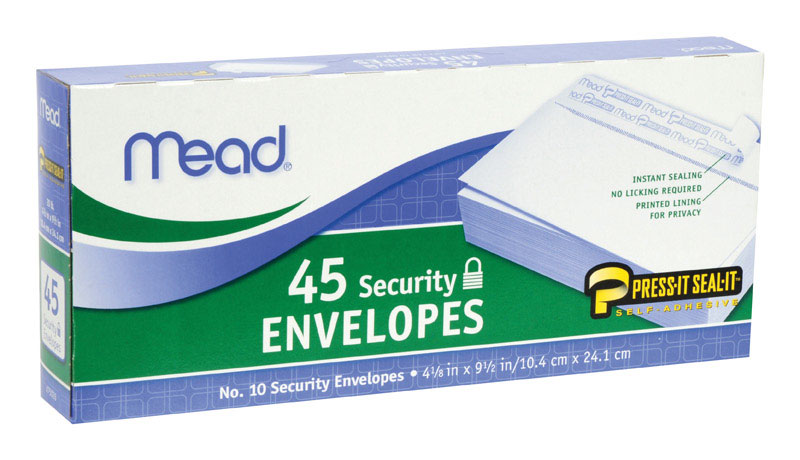 Mead 9.5 in. W X 4.12 in. L No. 10 White Envelopes 45 pk (Pack of 24)