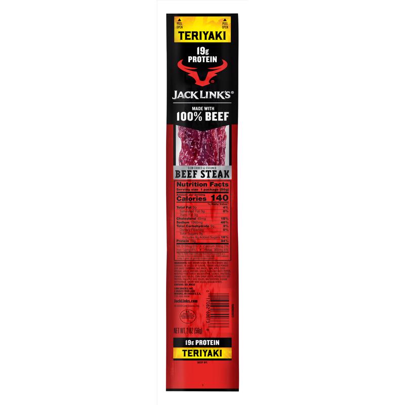 Jack Link's Jumbo Teriyaki Beef Steak 2 oz Packet (Pack of 12)
