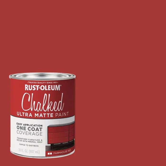 Rust-Oleum Chalked Ultra Matte Farmhouse Red Water-Based Acrylic Chalk Paint 30 oz (Pack of 2)