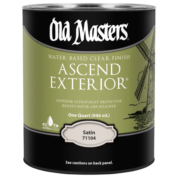 Old Masters Ascend Exterior Satin Clear Water-Based Finish 1 qt (Pack of 4)
