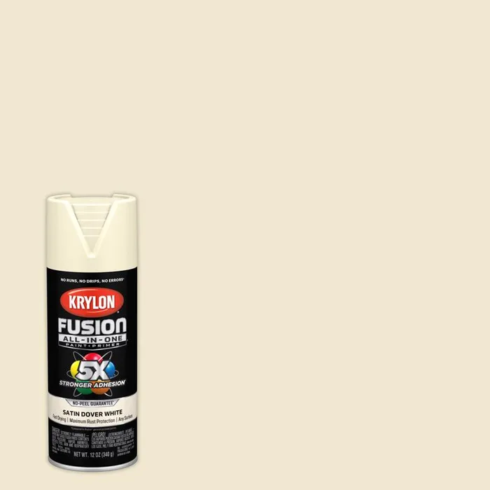 Krylon Fusion All-In-One Satin Dover White Paint+Primer Spray Paint 12 oz (Pack of 6)