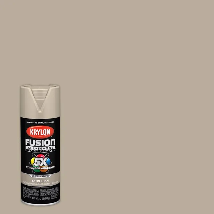Krylon Fusion All-In-One Satin Khaki Paint+Primer Spray Paint 12 oz (Pack of 6)