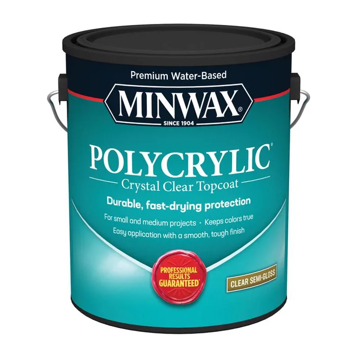 Minwax Polycrylic Semi-Gloss Crystal Clear Water-Based Polyurethane 1 gal (Pack of 2)