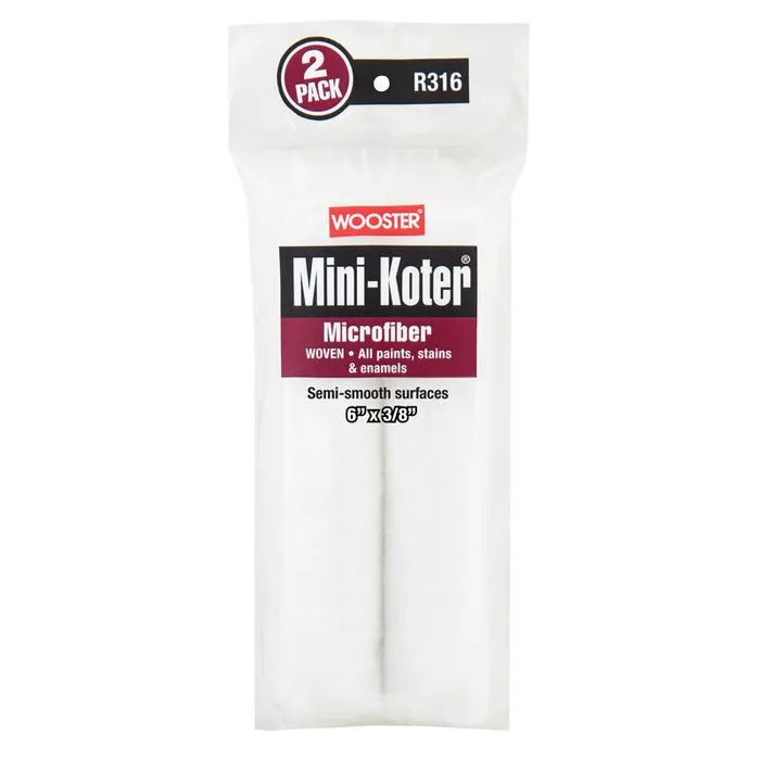 Wooster Mini-Koter Microfiber 6 in. W X 3/8 in. Mini Paint Roller Cover 2 pk
