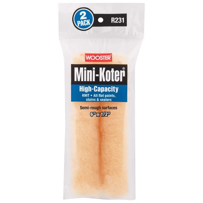 Wooster Mini-Koter Fabric 6 in. W X 1/2 in. Mini Paint Roller Cover 2 pk