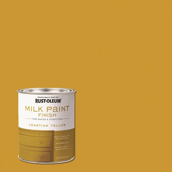 Rust-Oleum Matte Venetian Yellow Water-Based Acrylic Milk Paint 1 qt (Pack of 2)