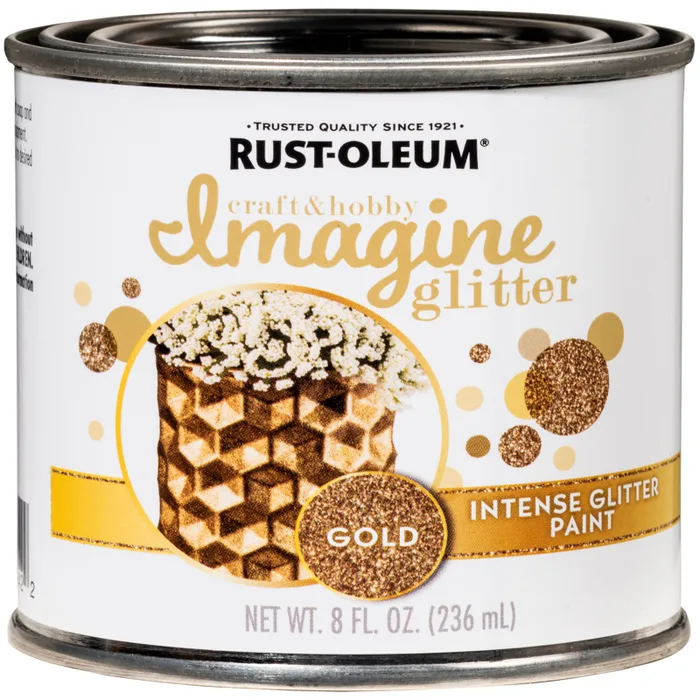 Rust-Oleum Imagine Glitter Gold Water-Based Glitter Paint Interior 8 oz (Pack of 4)