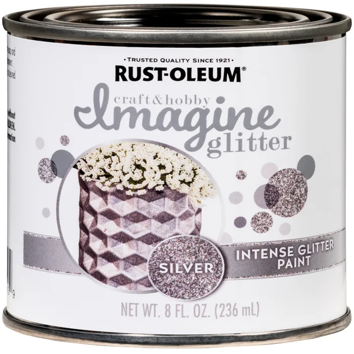 Rust-Oleum Imagine Glitter Silver Water-Based Glitter Paint Interior 8 oz (Pack of 4)