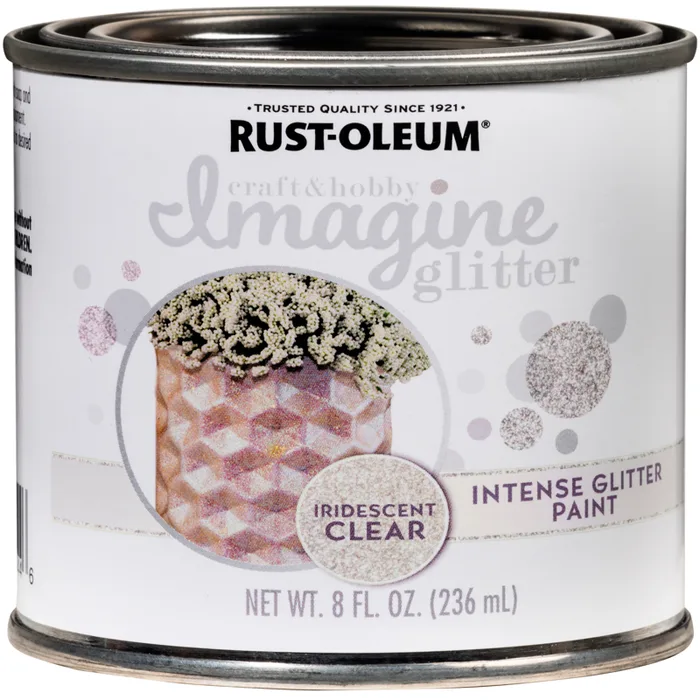 Rust-Oleum Imagine Glitter Iridescent Clear Water-Based Glitter Paint Interior 8 oz (Pack of 4)
