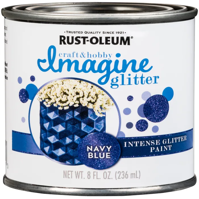 Rust-Oleum Imagine Glitter Navy Blue Water-Based Glitter Paint Interior 8 oz (Pack of 4)