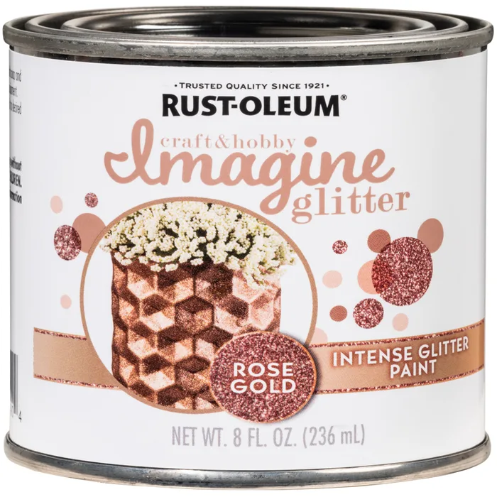 Rust-Oleum Imagine Glitter Rose Gold Water-Based Glitter Paint Interior 8 oz (Pack of 4)