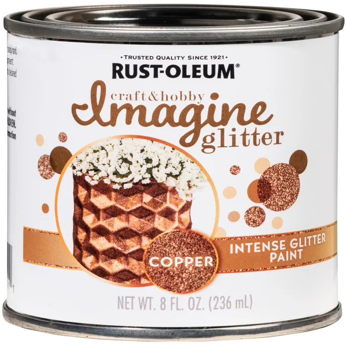 Rust-Oleum Imagine Glitter Copper Water-Based Glitter Paint Interior 8 oz (Pack of 4)