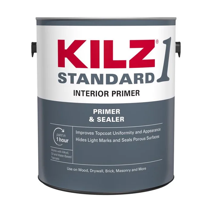 KILZ 1 Standard White Flat Water-Based Acrylic Primer and Sealer 1 gal (Pack of 4)