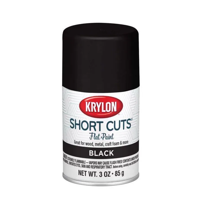 Krylon Short Cuts Flat Black Spray Paint 3 oz (Pack of 6)