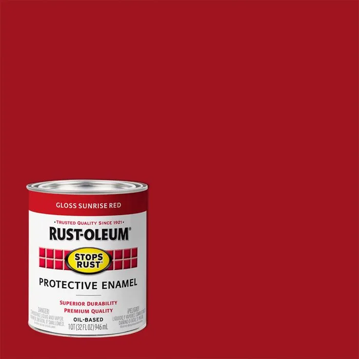 Rust-Oleum Stops Rust Indoor and Outdoor Gloss Sunrise Red Rust Prevention Paint 1 qt