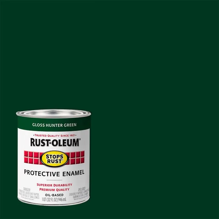 Rust-Oleum Stops Rust Indoor and Outdoor Gloss Hunter Green Rust Prevention Paint 1 qt