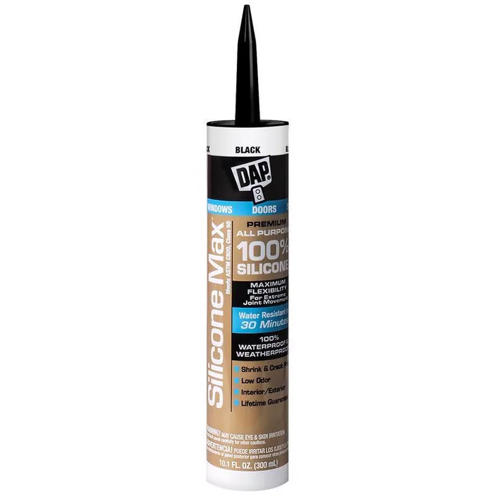 DAP Silicone Max Black Silicone All Purpose Sealant 10.1 oz (Pack of 12)