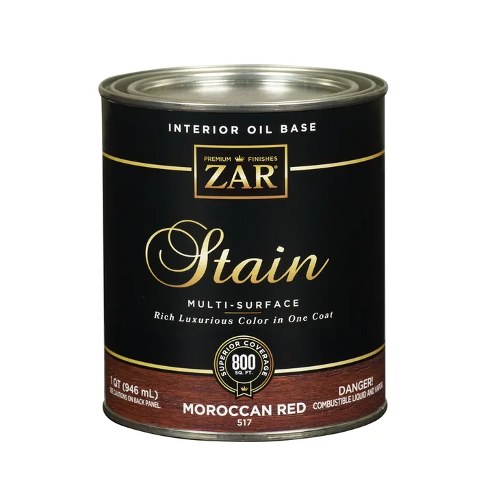 ZAR Semi-Transparent Moroccan Red Oil-Based Polyurethane Wood Stain 1 qt (Pack of 4)