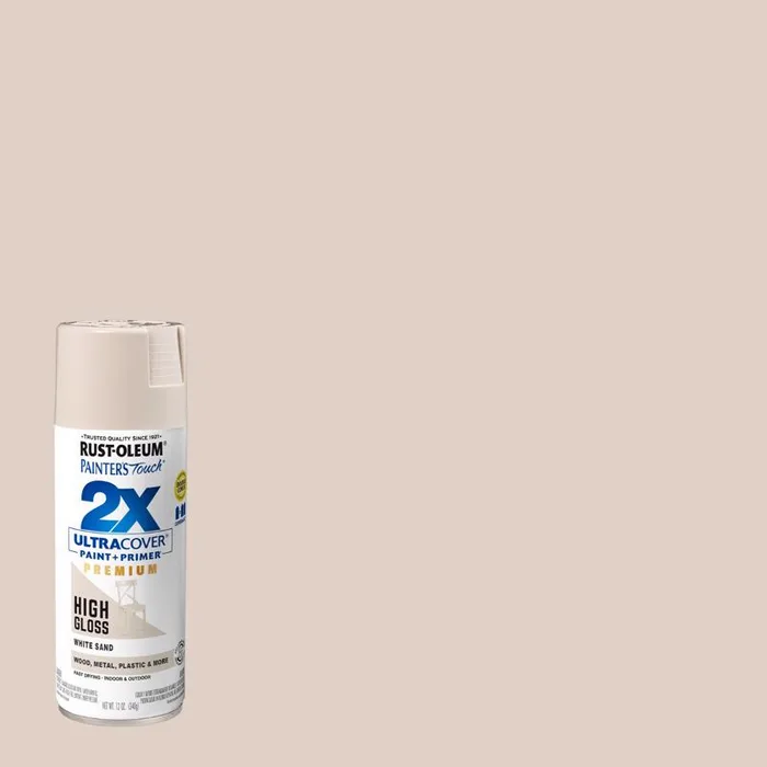 Rust-Oleum Painter's Touch 2X Ultra Cover High-Gloss White Sand Paint+Primer Spray Paint 12 oz (Pack of 6)
