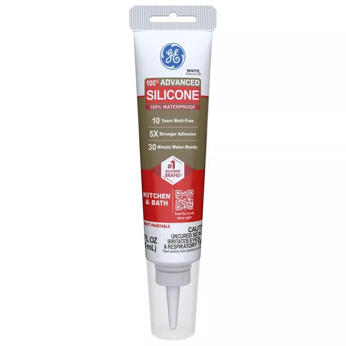 GE Advanced Silicone White Silicone 2 Kitchen and Bath Caulk Sealant 2.8 oz (Pack of 12)