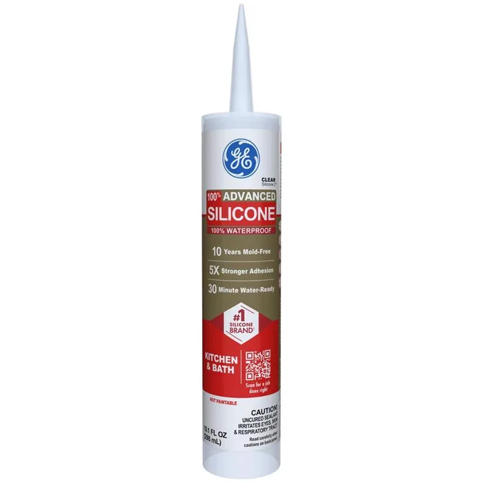 GE Advanced Clear Silicone 2 Kitchen and Bath Caulk Sealant 10.1 oz (Pack of 12)