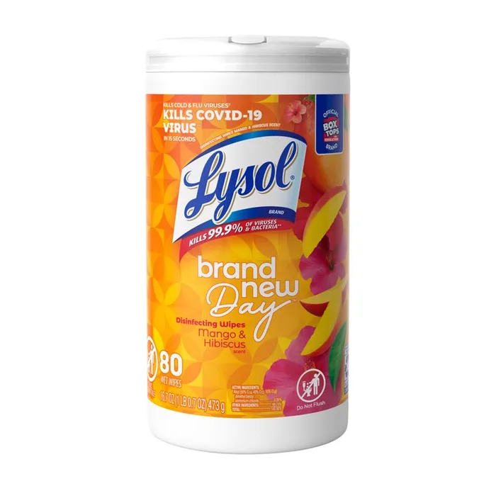 Lysol Brand New Day Mango & Hibiscus Scent Disinfecting Wipes 80 ct 1 pk (Pack of 6)