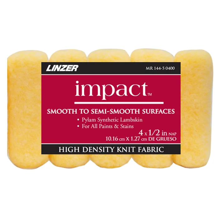 Linzer Impact Synthetic Lambskin 4 in. W X 1/2 in. Paint Roller Cover 5 pk (Pack of 6)