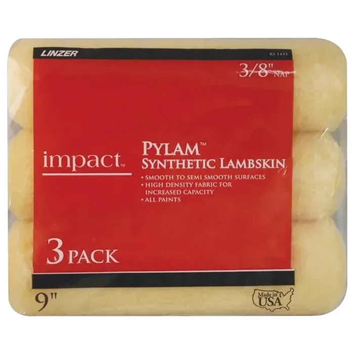 Linzer Better Synthetic Lambskin 9 in. W X 3/8 in. Paint Roller Cover 3 pk (Pack of 12)