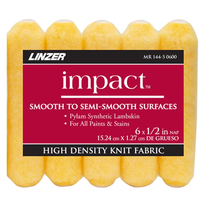 Linzer Impact Synthetic Lambskin 6 in. W X 1/2 in. Mini Paint Roller Cover 5 pk (Pack of 6)