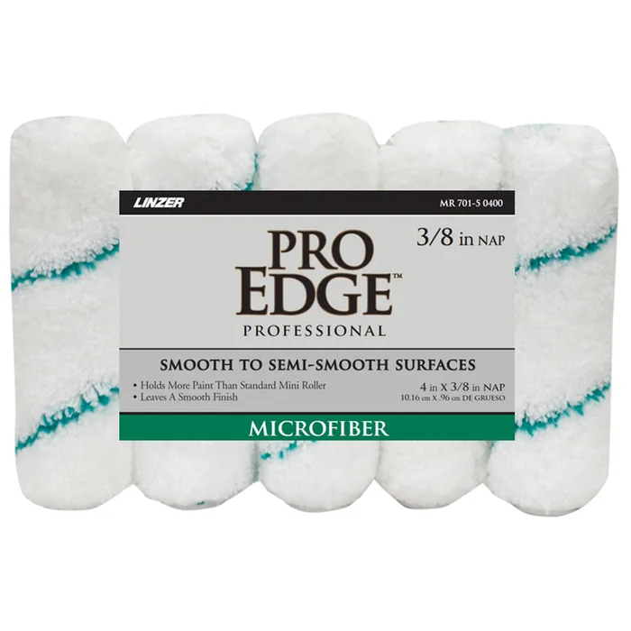 Linzer Pro Edge Microfiber 4 in. W X 3/8 in. Mini Paint Roller Cover 5 pk (Pack of 6)