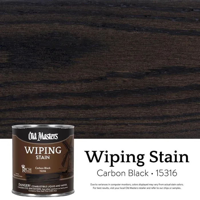 Old Masters Semi-Transparent Carbon Black Oil-Based Wiping Stain 1/2 pt (Pack of 6)