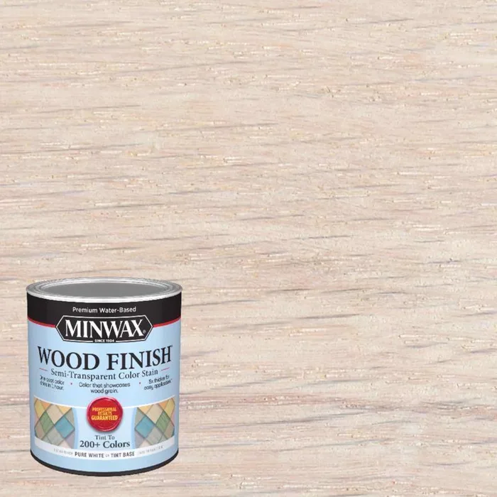 Minwax Wood Finish Water-Based Semi-Transparent Pure White Tint Base Wood Stain 1 qt (Pack of 4)