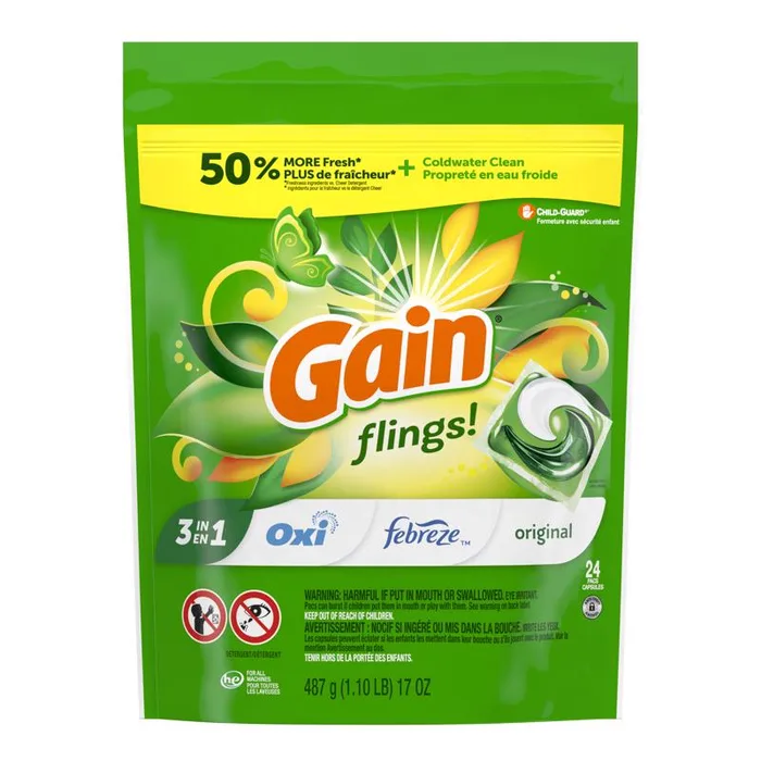 Gain Fling! Original Scent Laundry Detergent Pod 17 oz 24 pk (Pack of 4)