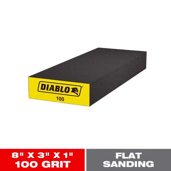 Diablo 8 in. L X 3 in. W X 1 in. 100 Grit Fine Block Sanding Sponge