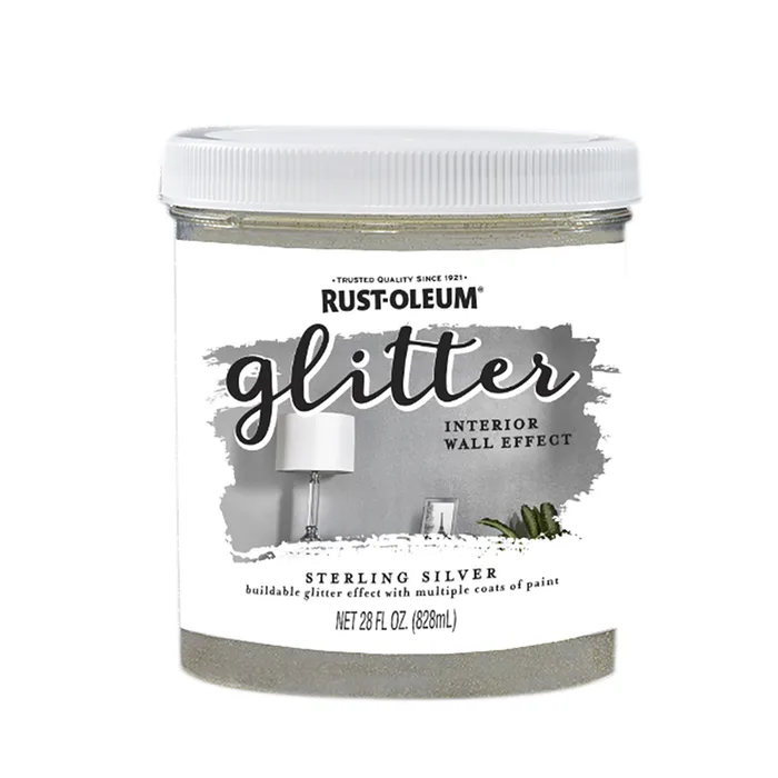 Rust-Oleum Glitter Sterling Silver Water-Based Glitter Paint Interior 28 oz (Pack of 2)