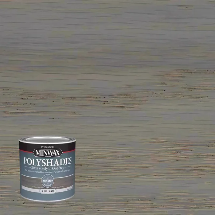 Minwax Polyshades Semi-Transparent Gloss Slate Oil-Based Stain/Polyurethane Finish 1/2 pt (Pack of 4)