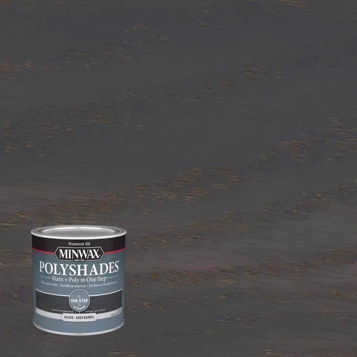 Minwax PolyShades Semi-Transparent Gloss Aged Barrel Stain/Polyurethane Finish 1/2 pt (Pack of 4)