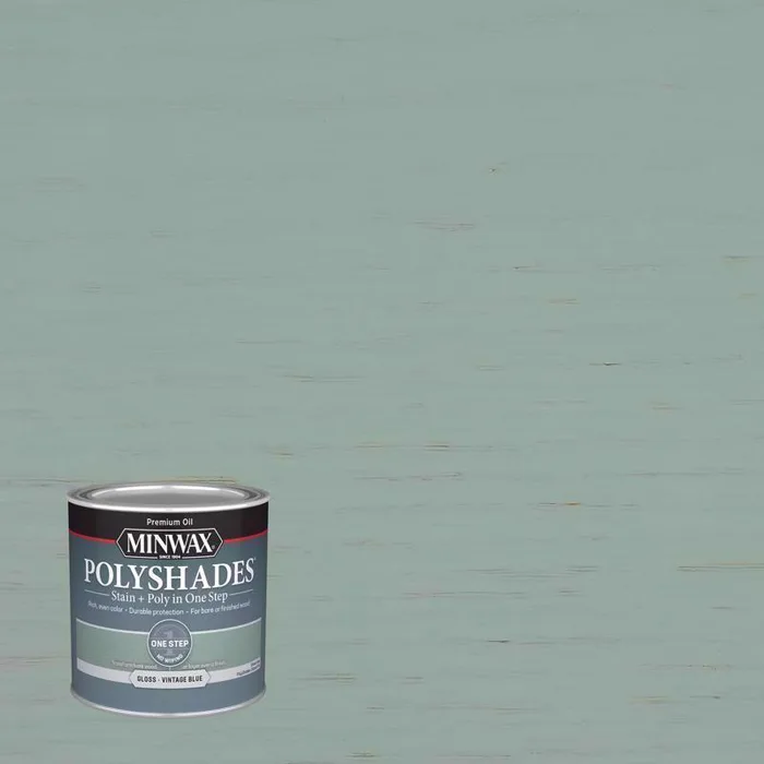 Minwax PolyShades Semi-Transparent Gloss Vintage Blue Stain/Polyurethane Finish 1/2 pt (Pack of 4)