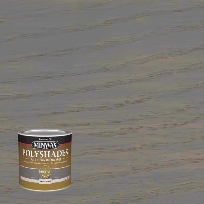 Minwax PolyShades Semi-Transparent Satin Slate Oil-Based Stain/Polyurethane Finish 1/2 pt (Pack of 4)